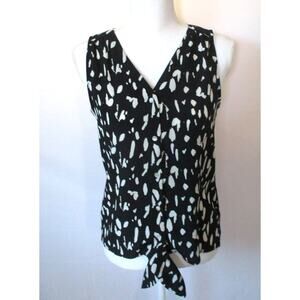 Nine West Women's Sleeveless Black & White Button Front Blouse Size XS